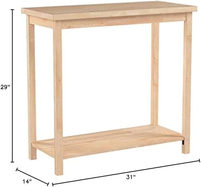 IC International Concepts, Portman Accent Table , Solid Real Wood, Sturdy Parawood, DIY, Paint/Stain Ready, Unfinished