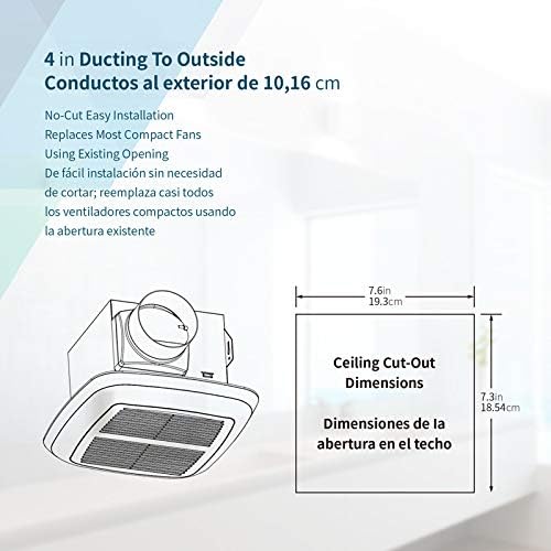 Tech Drive Very-Quiet 80 CFM, 1.5 Sone No Attic access Needed Installation Bathroom Ventilation and Exhaust Fan With LED light 4000K 800LM (80CFM),Ceiling Mounted Fan,Easy to Install