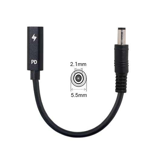 NFHK Type C USB-C Female Input to DC 5.5 * 2.1mm Power PD Charge Cable fit for Laptop 18-20V