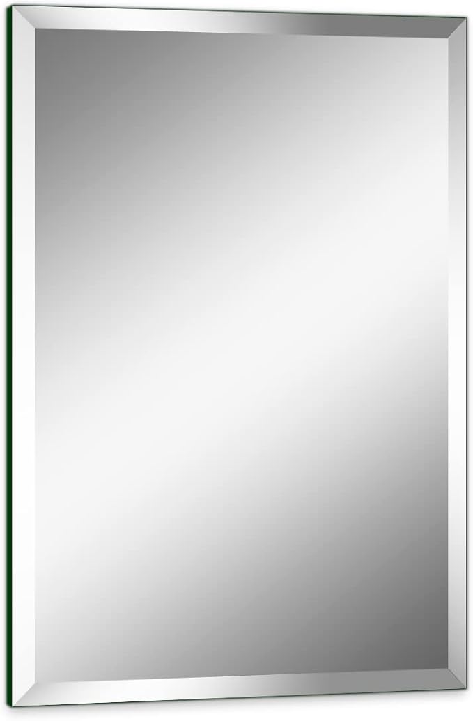 12"x16" Frameless Rectangle Wall Mirror with 1 inch Beveled Edge for Bathroom Vanity