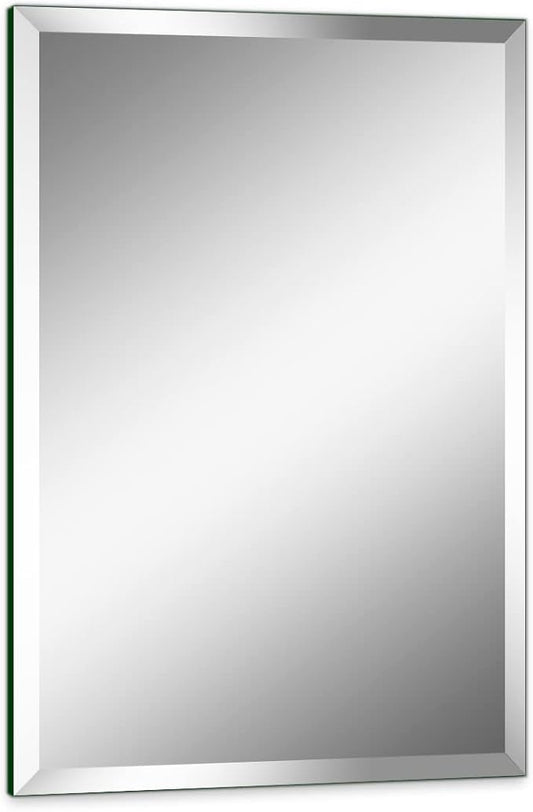 12"x16" Frameless Rectangle Wall Mirror with 1 inch Beveled Edge for Bathroom Vanity
