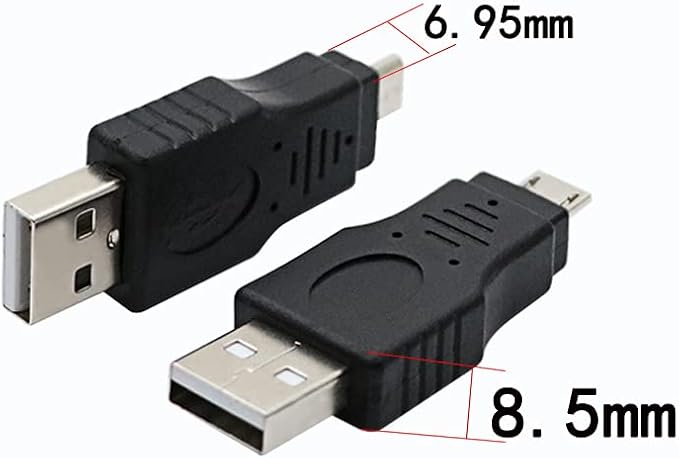 USB 2.0 Adapter A Male to Micro Male Black (3 Pack) USB a Male to Micro Male Adaptor