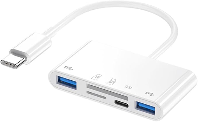 NFHK USB 2.0 Type C USB-C to TF Micro SD SDXC Dual USB3.0 Female Card Reader PD 27W Adapter for Laptop Tablet Phone