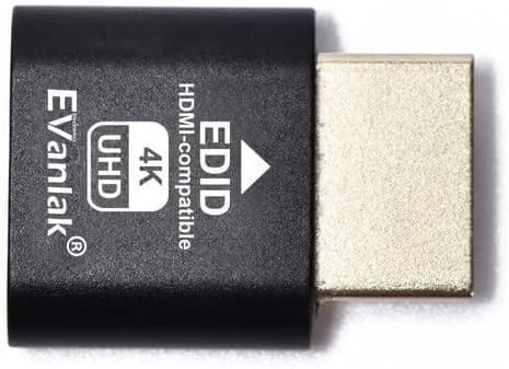 EVanlak HDMI Dummy Plug Headless Ghost Display Emulator Premium Aluminum PC（Fit Headless-3840x2160@60H New 3RD）-1Pack
