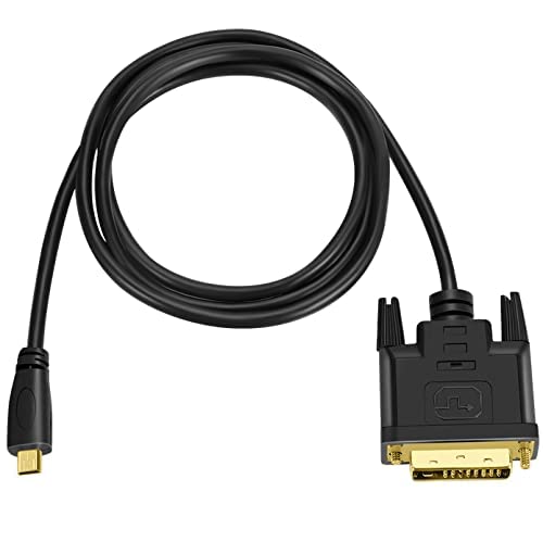 Twozoh Micro HDMI to DVI Cable 3.3FT, Micro HDMI 1.4 to DVI 24+1 Pin Male to Male Cable Support 1080P Full HD