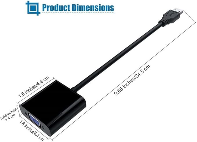USB to VGA Adapter for Monitor, VGA to USB 3.0/2.0 Converter 1080P Multi-Display Video Cable for Laptop Desktop PC to Monitors, Projector, TV. (Not for Chromebook)