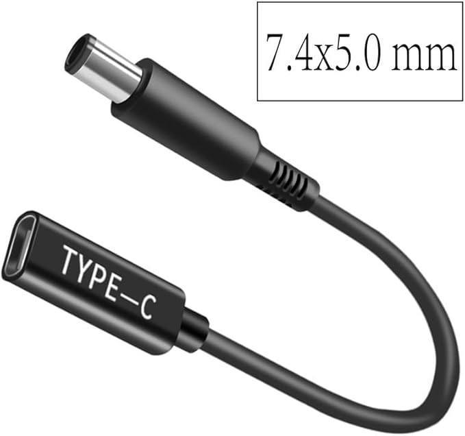 100W PD USB Type C Power Cable with DC 7.4x5.0mm Adapter Male Output Connector Cable, USB C to DC Adapter Made for Dell Latitude Laptop Series