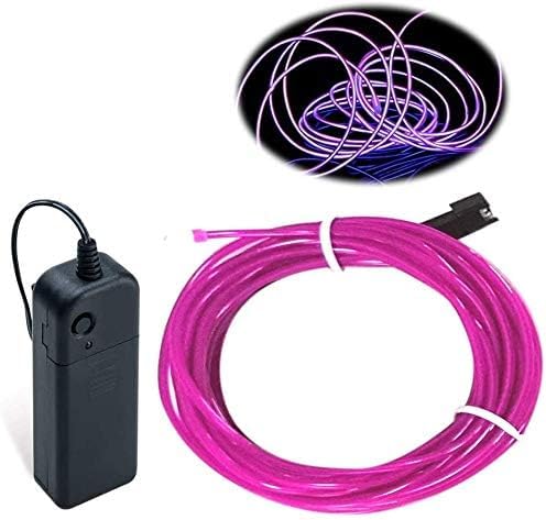 MaxLax EL Wire Purple, 2M Portable Battery Pack Neon Light Strip 360° Cuttable Glowing Rope Lights for Parties, Halloween, DIY Decoration