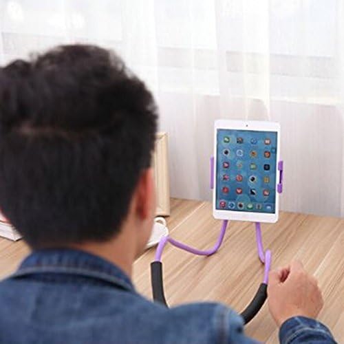 Flexible Long Arms Clip Holder, Universal Mobile Phone Stand Hanging on Neck for Tablet PC Desktop (Blue)
