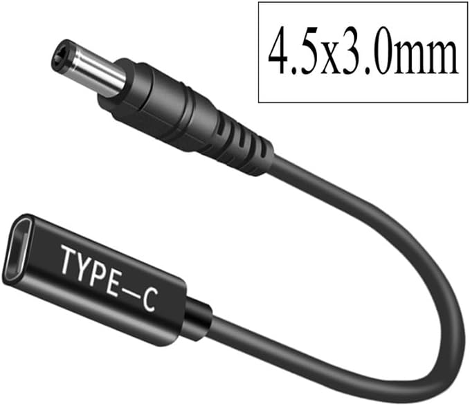 PD USB-C to 4.5x3.0mm Adapter Cable, Male to DC Female 19.5V Adapter, USB Type C Male Input to DC 4.5x3.0mm Adapter Male Power Charging Cable Adapter Made for Dell Inspiron Vostro Laptop Series