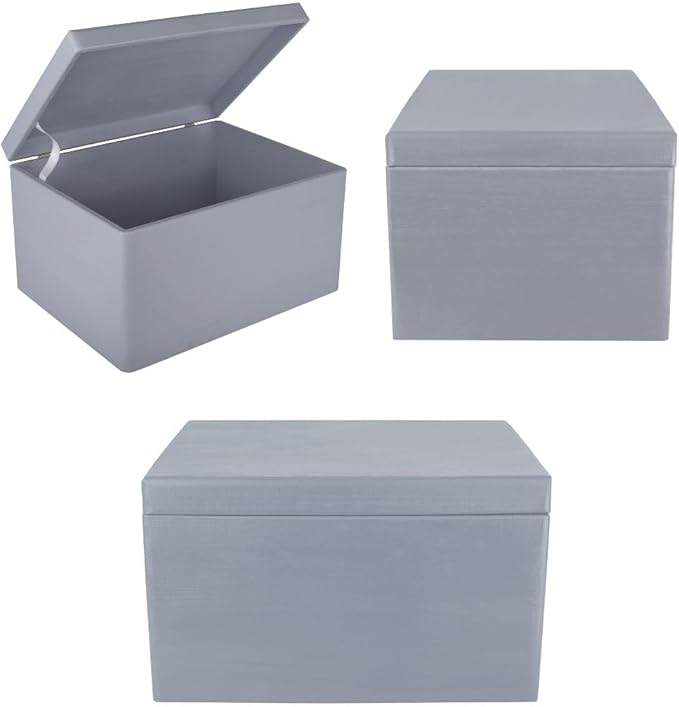 Large Grey Wooden Box Storage with Hinged Lid | 15.8 x 11.8 x 9.44 inches (+-0.5) | with Handles | Gift Box Storage Document | Product NOT Intended for 15 Years OR Below