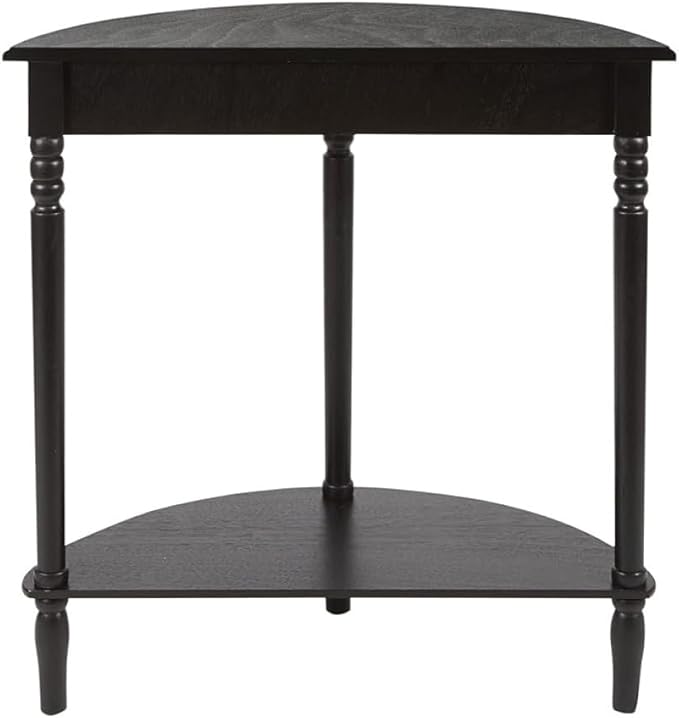 Decor Therapy Simplfy Moon Entry Table,with Shelves & Easy Assembly, Wood-(28.5" x 11.8" x 28.5") Simplify Half Round, 28.5" x 28.5" x 12", Black
