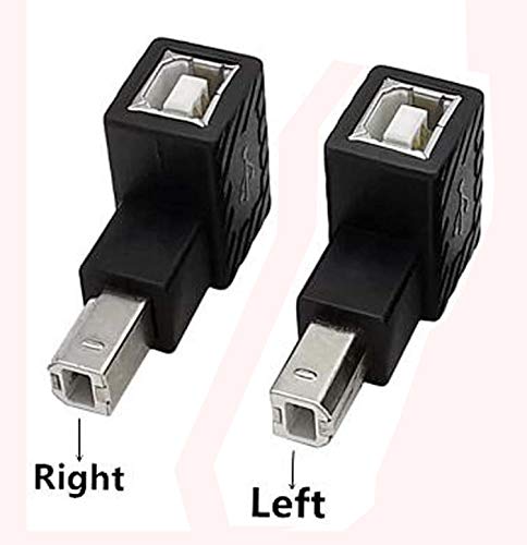 90 Degree USB B Printer Adapter, 2 Pack Left & Right USB Type B Male to Female Printing and Data Transferring Extension Adapter Connector for Printer Scanner HDD (Left & Right)