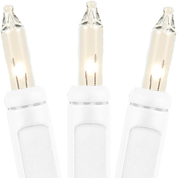 Novelty Lights 5 Feet 10 Bulbs Vintage Short Mini Light String, Clear Bulbs on White Wire, 4-Inch Spacing Fairy Lights, Connectable End-to-End, UL Listed for Indoor/Outdoor