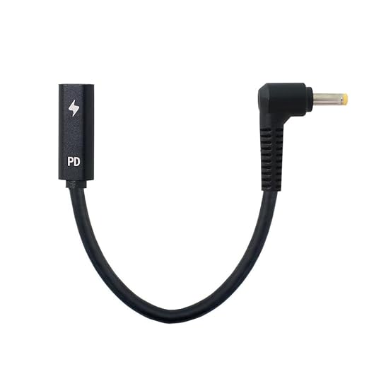 NFHK Type C USB-C Female Input to DC 4.0 * 1.7mm Power PD Charge Cable fit for Laptop 18-20V