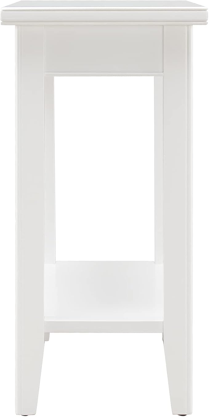 Leick Home Laurent End Table, Solid Wood, Bottom Display Shelf, Narrow, Easy-Assembly, for Living Room/Bedroom, White, 24.0 in. L x 12.0 in. W x 24.0 in. H, 10505-WT