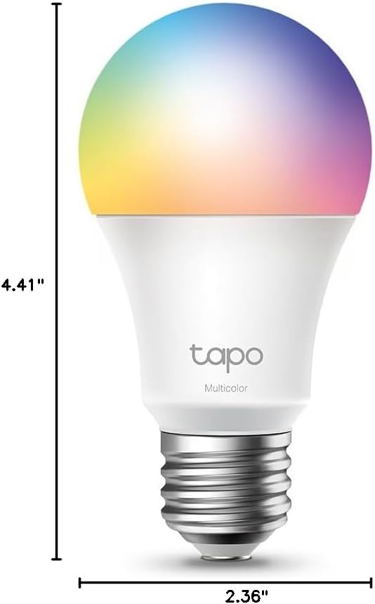 Tapo TP-Link Smart Light Bulbs, 16M Colors RGBW, Dimmable, Alexa Frustration-Free Setup, A19, 60W Equivalent, 800LM CRI>90, 2.4GHz WiFi only L531E