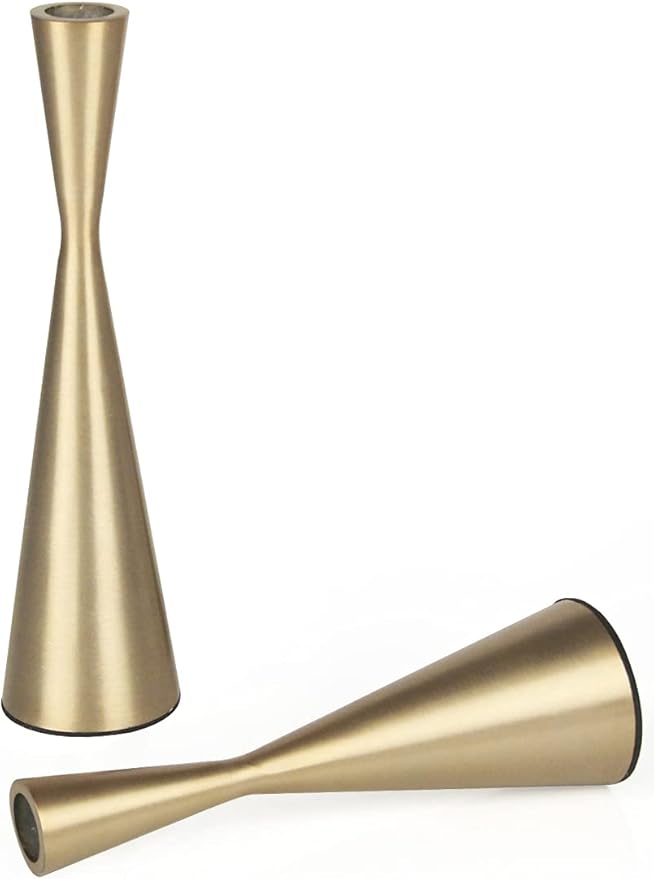 Vixdonos Brass Gold Metal Candle Holders Taper Candlestick Holders Set of 2 Table Decorative Candle Stand for Wedding, Dinning, Party,Home Decor (Gold)
