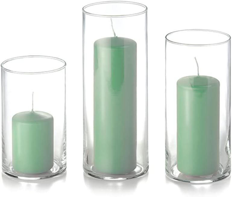 yummi Set of 12 Slim Pillars and Cylinder Vases - Sage
