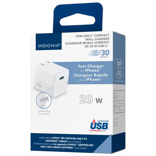 Insignia 20W USB-C Wall Accessory – Compact USB-C Solution for Phones, Tablets & Laptops – White