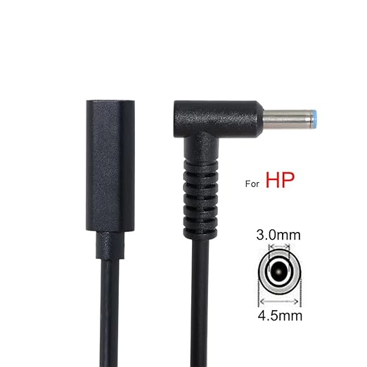 NFHK Type C USB-C Female Input to DC 4.5 * 3.0mm Power PD Charge Cable fit for Laptop 18-20V