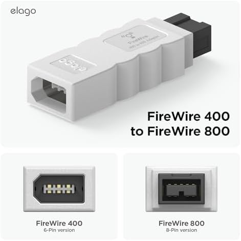 elago FireWire 400 to 800 Adapter (White) for Mac Pro, MacBook Pro, Mac mini, iMac and All Other Computers