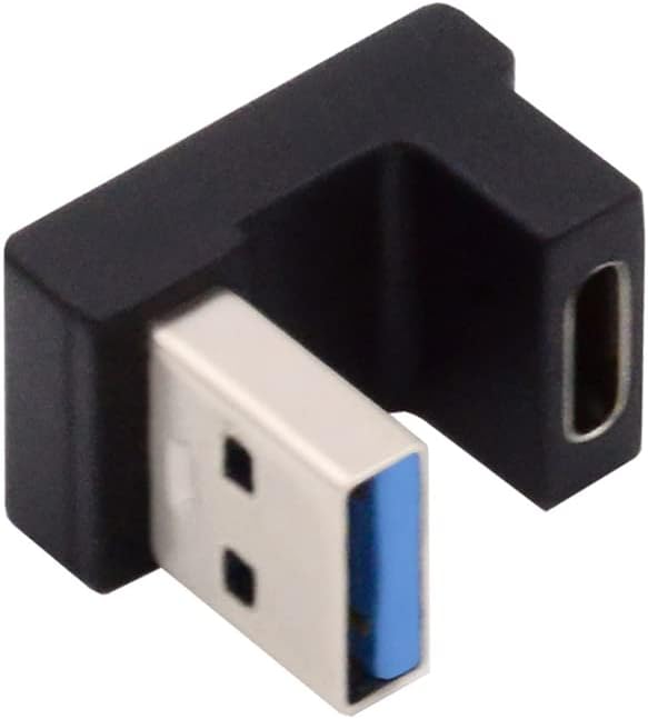 NFHK USB-C Type C Female Opposite U Shape Back Angled to USB 3.0 A Male Data Adapter for Laptop Desktop