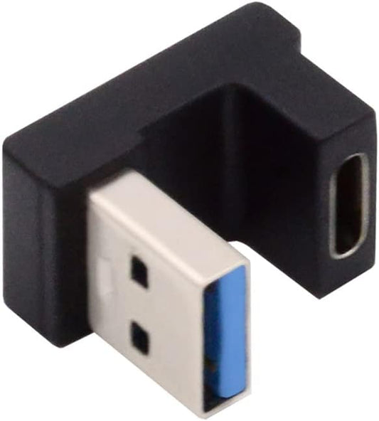 NFHK USB-C Type C Female Opposite U Shape Back Angled to USB 3.0 A Male Data Adapter for Laptop Desktop