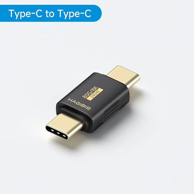 Hagibis USB 4 Adapter 2 Pack, USB-C Male to Male Connector, Type C Coupler with 80Gbps 240W 8K@60Hz Adapter Extender for MacBook Pro/Air, Laptop, Tablet, iPhone, iPad (ZJTN11)