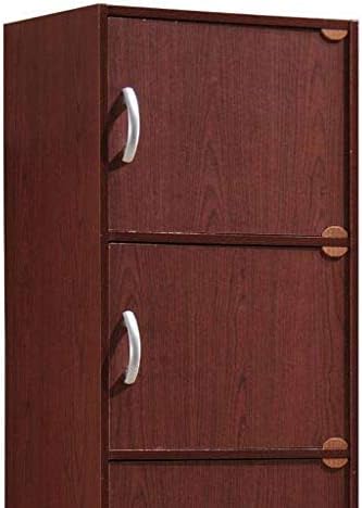 Hodedah 5-Shelf, 5-Door Bookcase in Mahogany