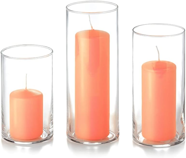 yummi Set of 36 Slim Pillars and Cylinder Vases - Peach