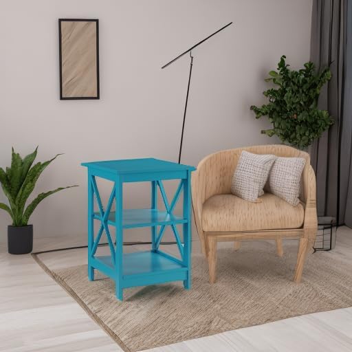 Convenience Concepts Oxford End Table 15.75" - Modern Living Room Table with Storage Shelves, Transitional Nightstand Side Table for Home Decor and Display, Cherry/Black