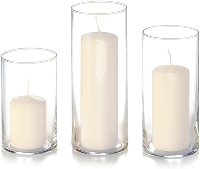 yummi Set of 36 Slim Pillars and Cylinder Vases - Ivory