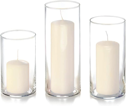 yummi Set of 12 Slim Pillars and Cylinder Vases - Ivory
