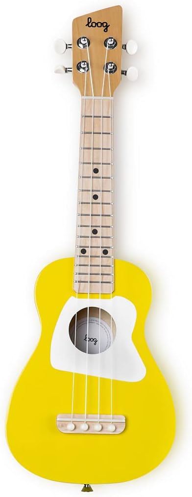 Loog Wood Soprano Ukulele for Kids & Beginners, App & Lessons, All Ages (Yellow)