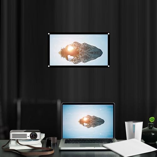 16:9 Projection Screen, Non Crease White Projector Screen, 16:9 Thicken Portable Non Crease Soft White Polyester Projector Curtain Projection Screen (40 inches)
