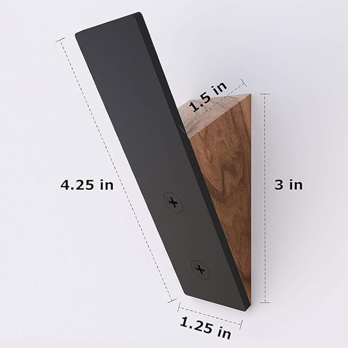 Homeforia Walnut Wood Coat Hooks, High End Walnut Wood & Black Metal Wall Mounted Coat Hook, Mid-Century Modern Clothes Hooks, Heavy Duty Wooden Hook for Hanging Coats, Hats, Towels & More, Set of 10