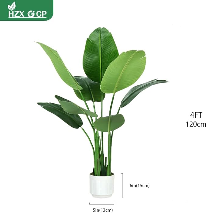 Bird of Paradise Plant Artificial 4ft,Faux Plants Indoor Tall with 8 Trunks - The Perfect Indoor Silk Floor Plant for Home Decor in Living Room, Office, and Bedroom (4FT Bird of Paradise)
