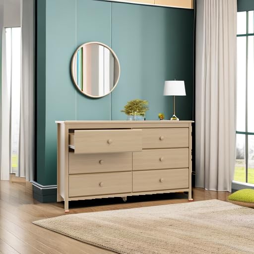 Storkcraft Alpine 6-Drawer Dresser (Driftwood) – GREENGUARD Gold Certified, Brown Dresser for Bedroom, Kids & Nursery Storage Drawers, Safety Interlocking Drawers, Pre-Installed Tracks, Kids Bedroom
