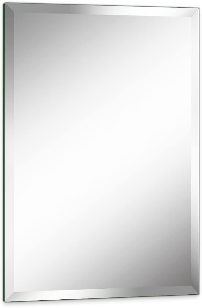 24"x36" Frameless Rectangle Wall Mirror with 1 inch Beveled Edge for Bathroom Vanity