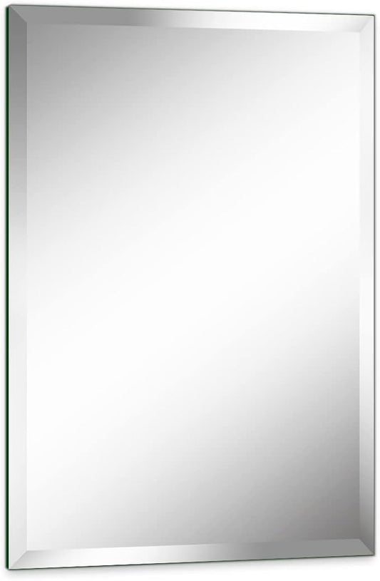 20"x30" Frameless Rectangle Wall Mirror with 1 inch Beveled Edge for Bathroom Vanity