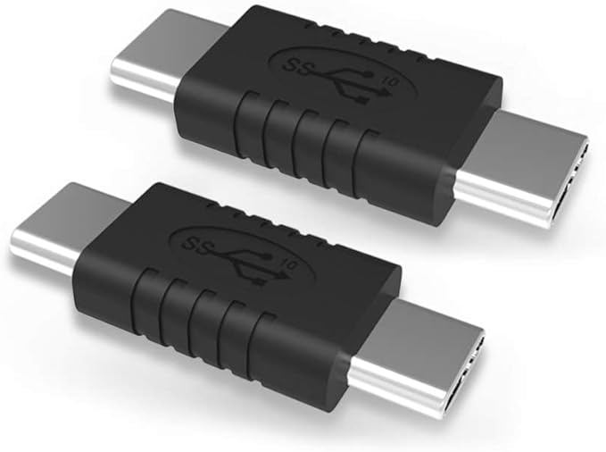 Type C Male to Type C Male Adapter Support Data Synchronization and Charging USB C to USB C Cable 3.1 Gen 2 10Gbps 60W Converter, 2-Pack