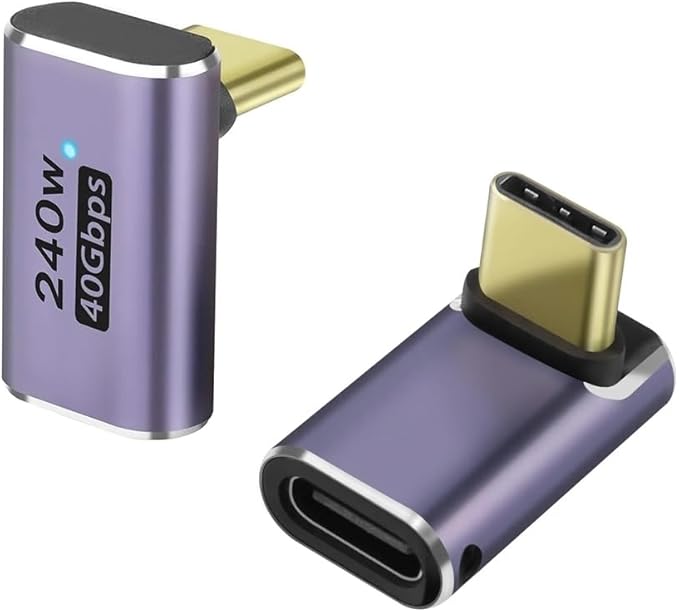USB C Angle Adapter 40Gbps [2 Pack] 90 Degree USB-C Male to Female Adapter, 8k at 60hz USB 3.1 Right Angle Extension for Laptop, Tablet, VR, Camera, Smartphone (Up/Down) (2 Pack [Up/Down])