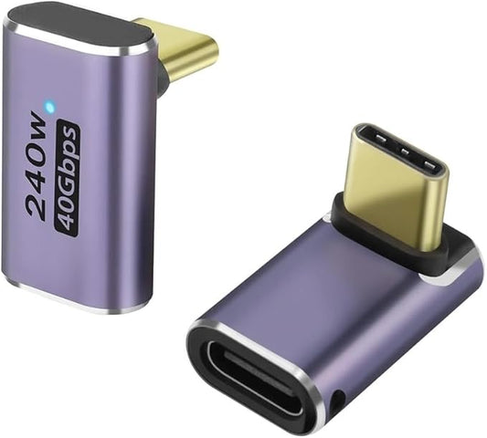 USB C Angle Adapter 40Gbps [2 Pack] 90 Degree USB-C Male to Female Adapter, 8k at 60hz USB 3.1 Right Angle Extension for Laptop, Tablet, VR, Camera, Smartphone (Up/Down) (2 Pack [Up/Down])