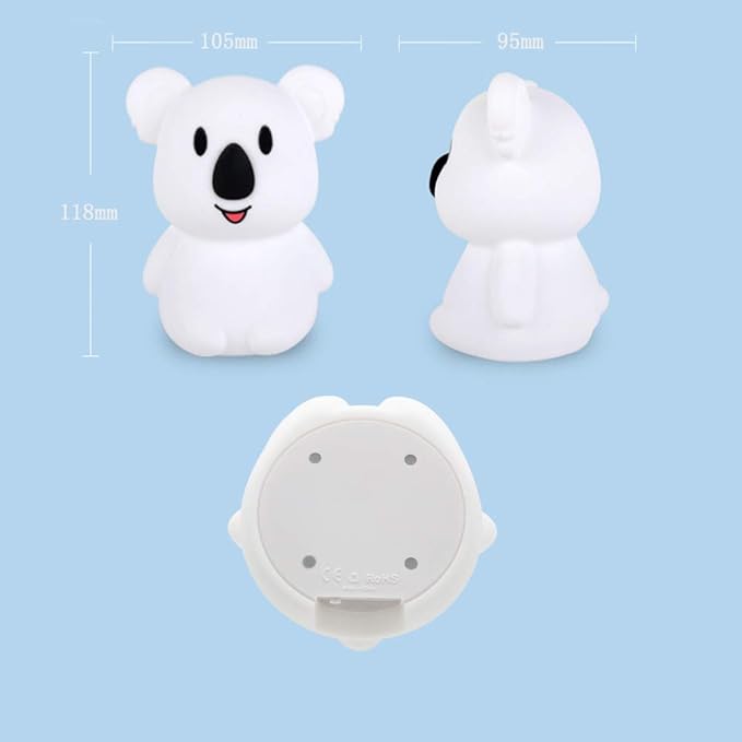 Night Light Kids with Cute Koala Design Baby Children's Room LED Bedside Lamp with Changeable RGB Colors Rechargeable Night Light Compatible with Touch Control & Remote Control - Koala