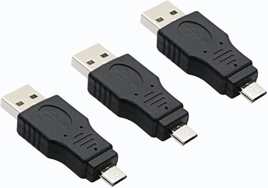 USB 2.0 Adapter A Male to Micro Male Black (3 Pack) USB a Male to Micro Male Adaptor