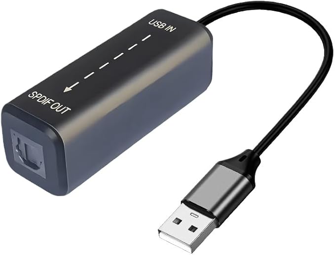 USB to TosLink SPDIF Adapter Cable, USB 2.0 Male to TosLink PCM Female Digital Optical Audio Adaptor Cord for Laptop Computer PC PS5/PS4,Echo Wall, Amplifier, DAC (NOT for TV) (USB A)
