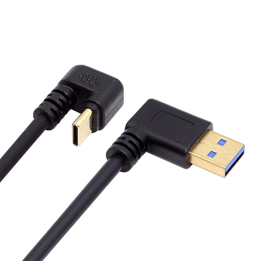 NFHK Left Angled USB3.0 Type-A to Type C USB-C Male to Male Power Data Cable 5Gbps USB-C Opposite U Shape Back Angled
