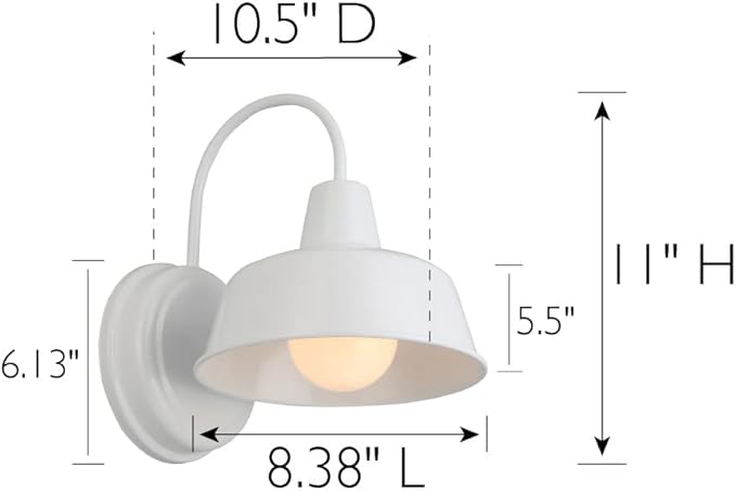 Design House Mason 1-Light Indoor/Outdoor Wall Light with Metal Shade, Dimmable, Wet Rated for Porch, Patio, and Garage, 579359