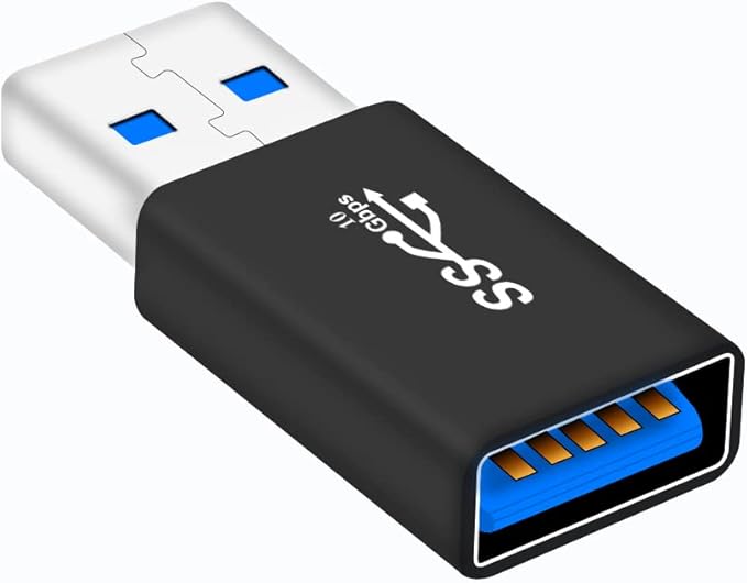 USB a male to a female adapor USB 3.0 Coupler Male to Female Type A Adapter Superspeed 5Gbps USB Port Extension Connector Bridge [4 Pack], Black